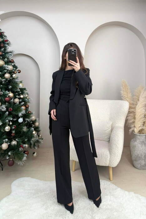 LACING JACKET+TROUSERS ONE COLOR WOMEN SET BLACK/ E ZEZE - 1