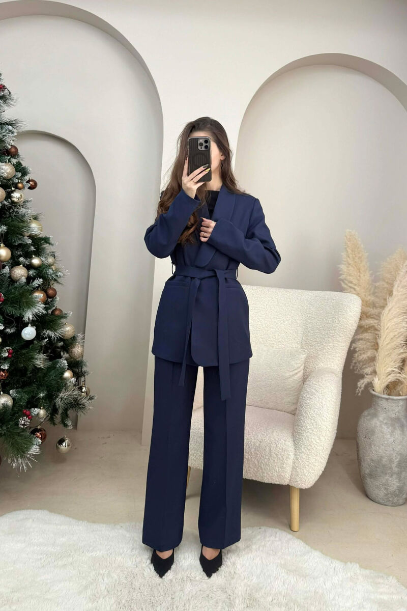 LACING JACKET+TROUSERS ONE COLOR WOMEN SET BLUE/BLU - 1