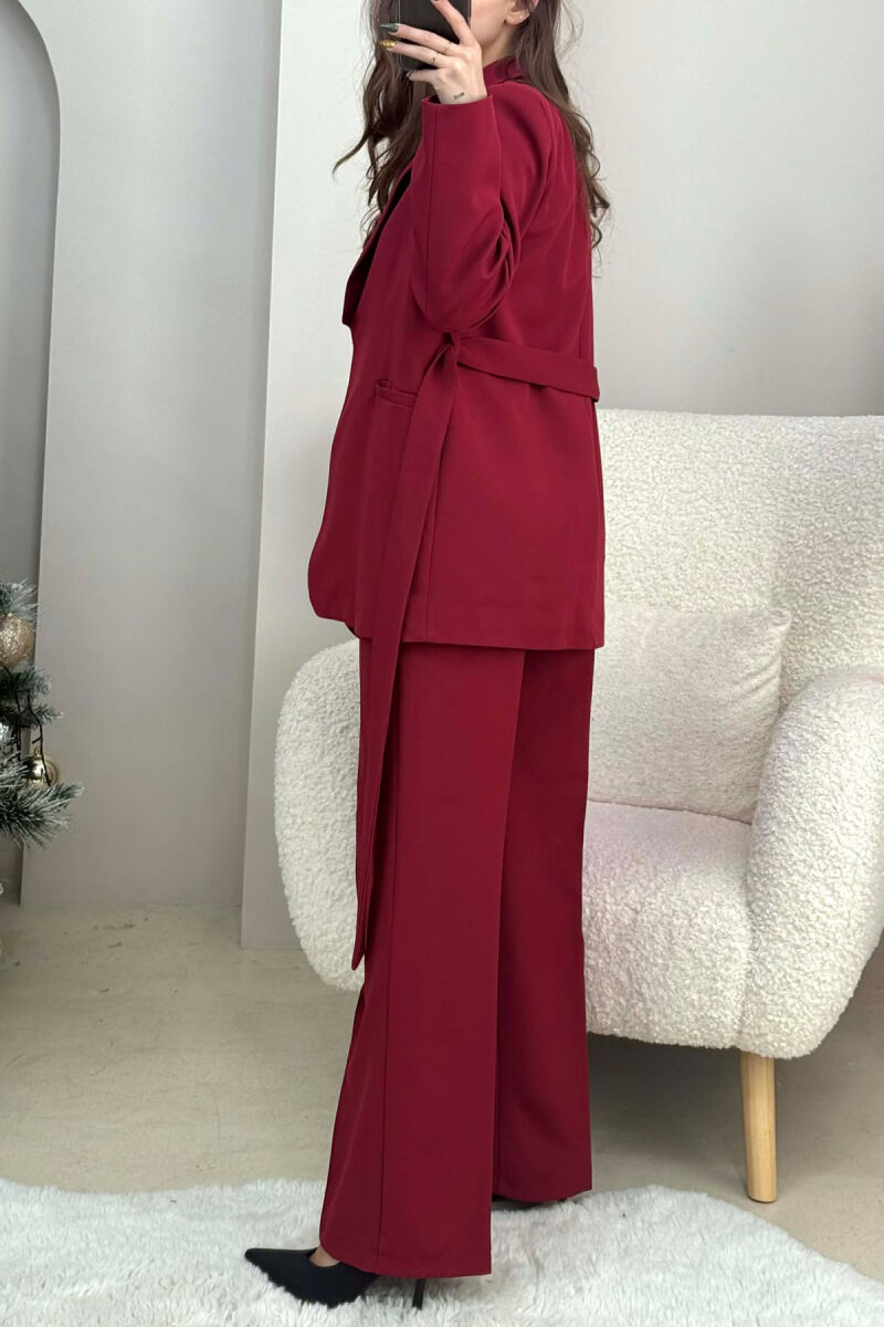 LACING JACKET+TROUSERS ONE COLOR WOMEN SET BURGUNDY/VISHNJE - 4
