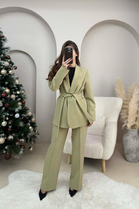 LACING JACKET+TROUSERS ONE COLOR WOMEN SET OLIVE/ULLI - 1