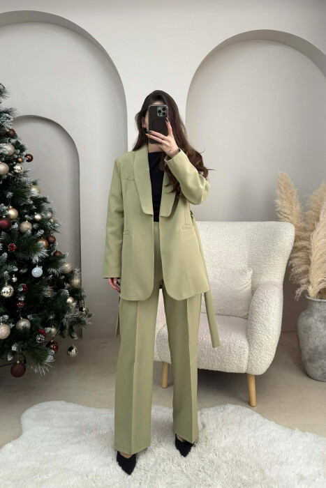 LACING JACKET+TROUSERS ONE COLOR WOMEN SET OLIVE/ULLI - 2