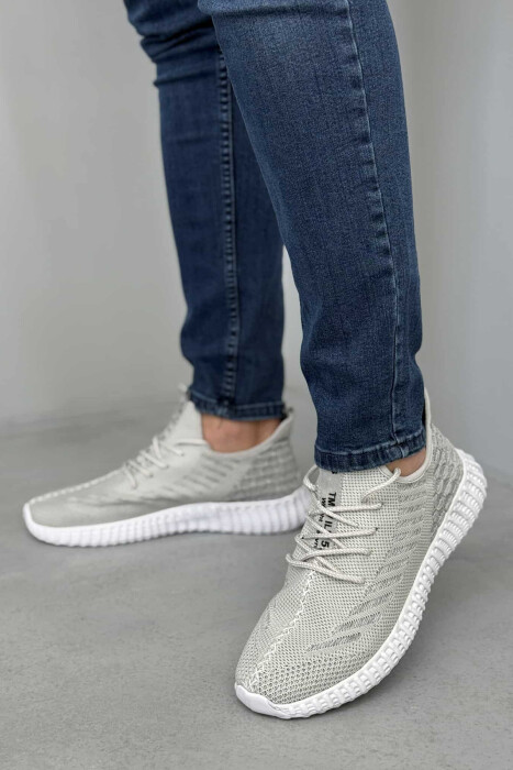 LACING ONE COLOR MEN SNEAKERS LIGHT GREY/GZ - 4