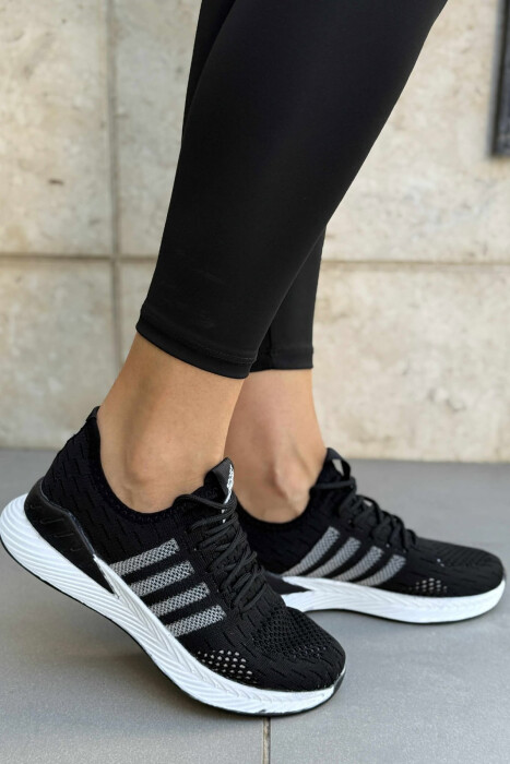 LACING PLATFORM LINES WOMAN SNEAKERS BLACK-WHITE/ZB 