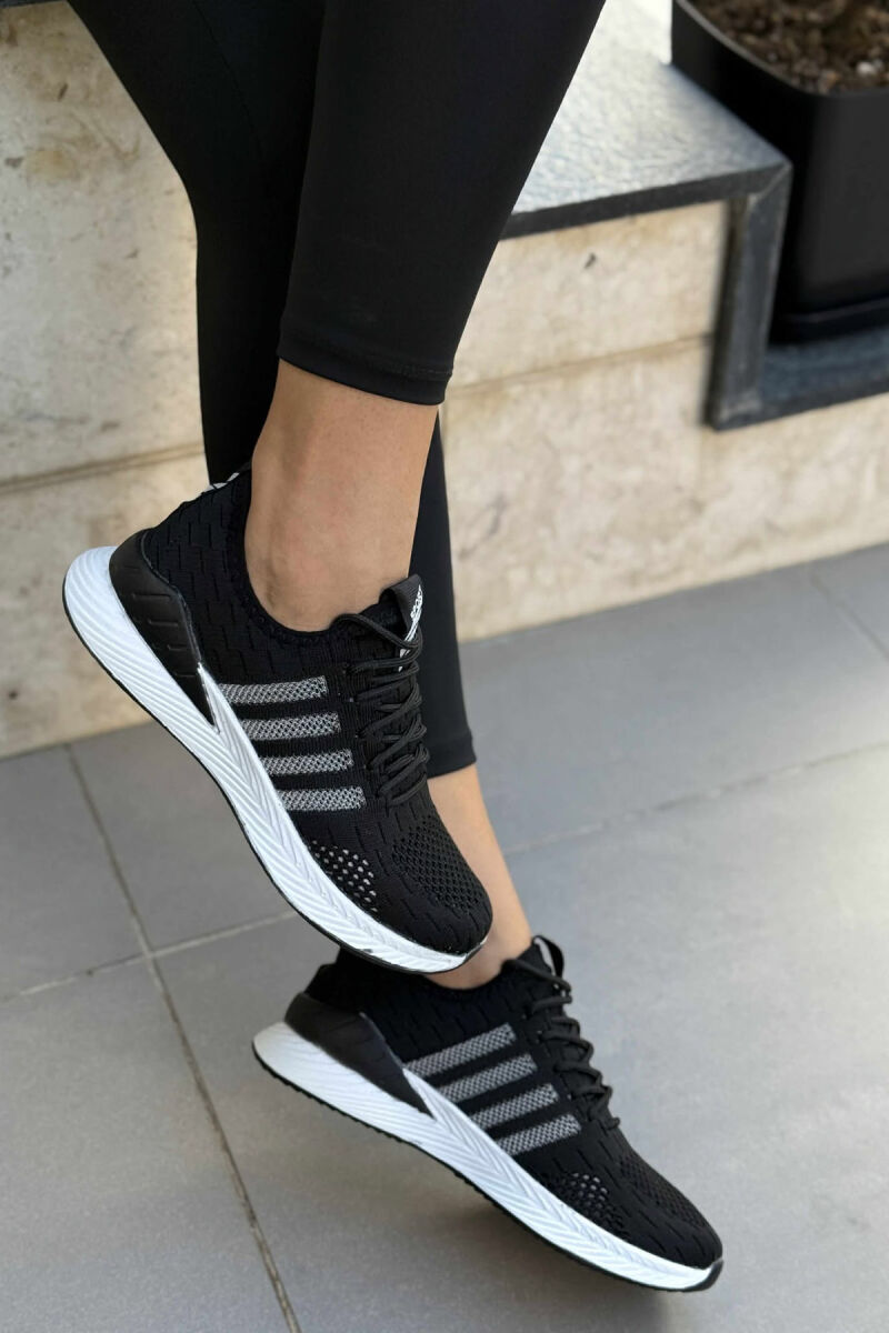 LACING PLATFORM LINES WOMAN SNEAKERS BLACK-WHITE/ZB - 3