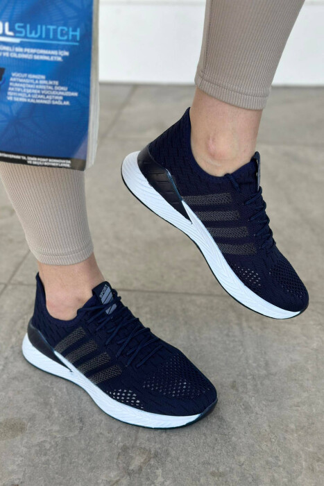 LACING PLATFORM LINES WOMAN SNEAKERS BLUE/BLU 