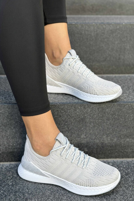 LACING PLATFORM LINES WOMAN SNEAKERS LIGHT GREY/GZ - KLAUDIO FASHION