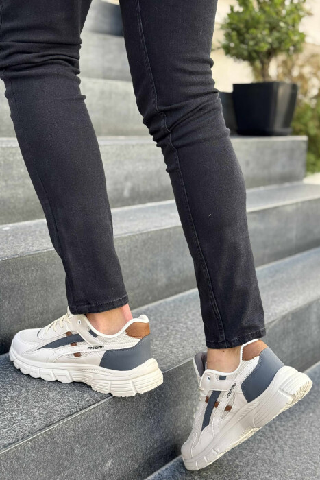 LACING PLATFORM MEN SNEAKERS BEIGE+BROWN/BEZHE+KAFE - 3