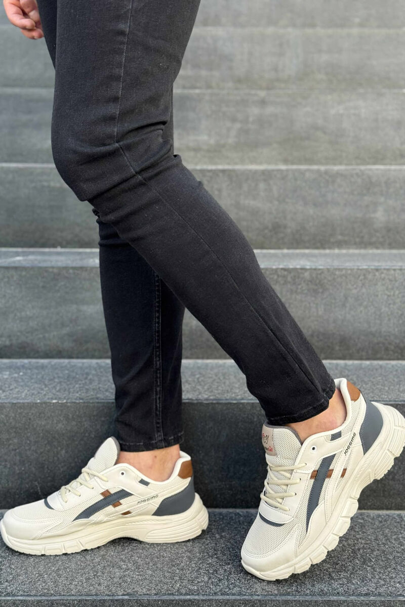 LACING PLATFORM MEN SNEAKERS BEIGE+BROWN/BEZHE+KAFE - 4