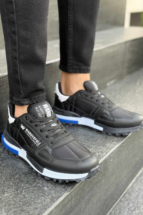 LACING PLATFORM MEN SNEAKERS BLACK-BLUE/ZEBL 