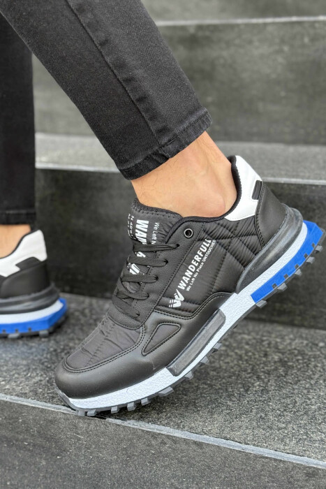 LACING PLATFORM MEN SNEAKERS BLACK-BLUE/ZEBL - 2