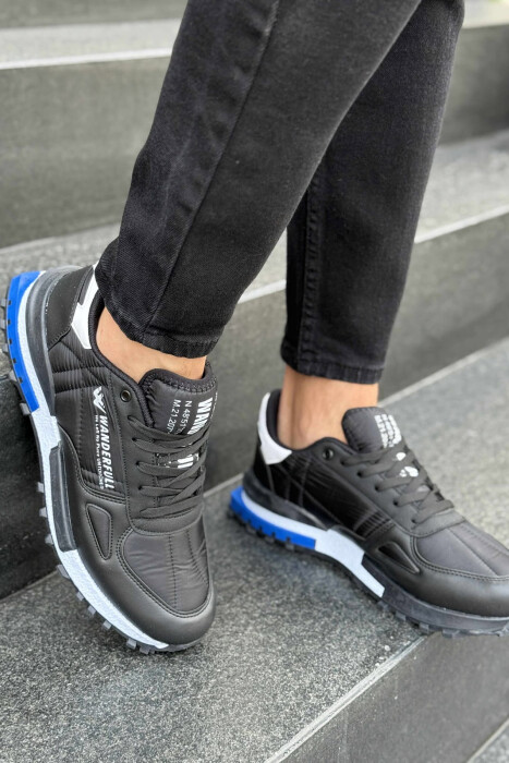 LACING PLATFORM MEN SNEAKERS BLACK-BLUE/ZEBL - 4