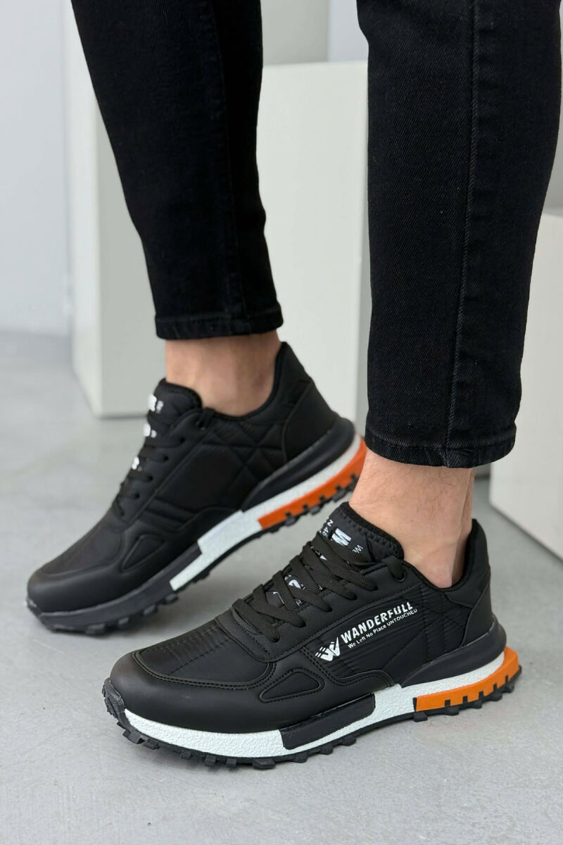 LACING PLATFORM MEN SNEAKERS BLACK-ORANGE/ZE-PO - 1