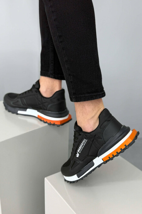 LACING PLATFORM MEN SNEAKERS BLACK-ORANGE/ZE-PO - 4