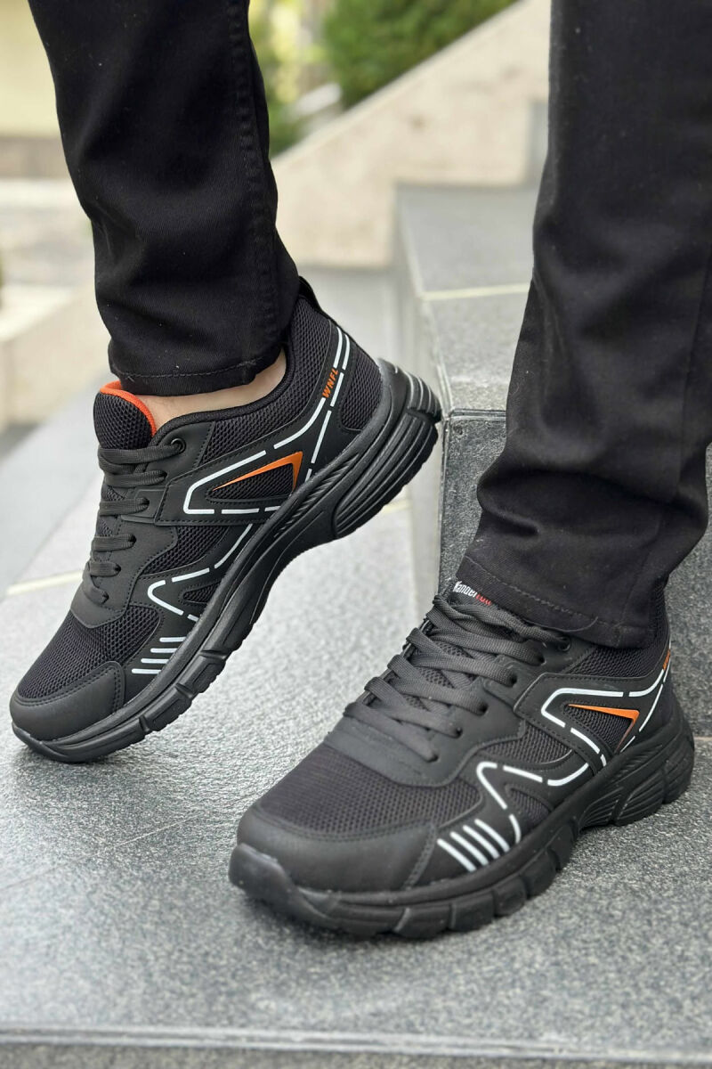 LACING PLATFORM MEN SNEAKERS BLACK-ORANGE/ZE-PO - 1