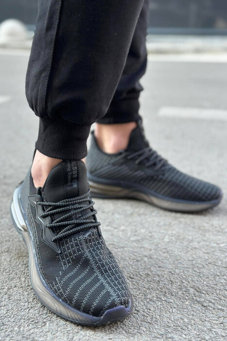 LACING PLATFORM MEN SNEAKERS BLACK-WHITE/ZB - KLAUDIO FASHION