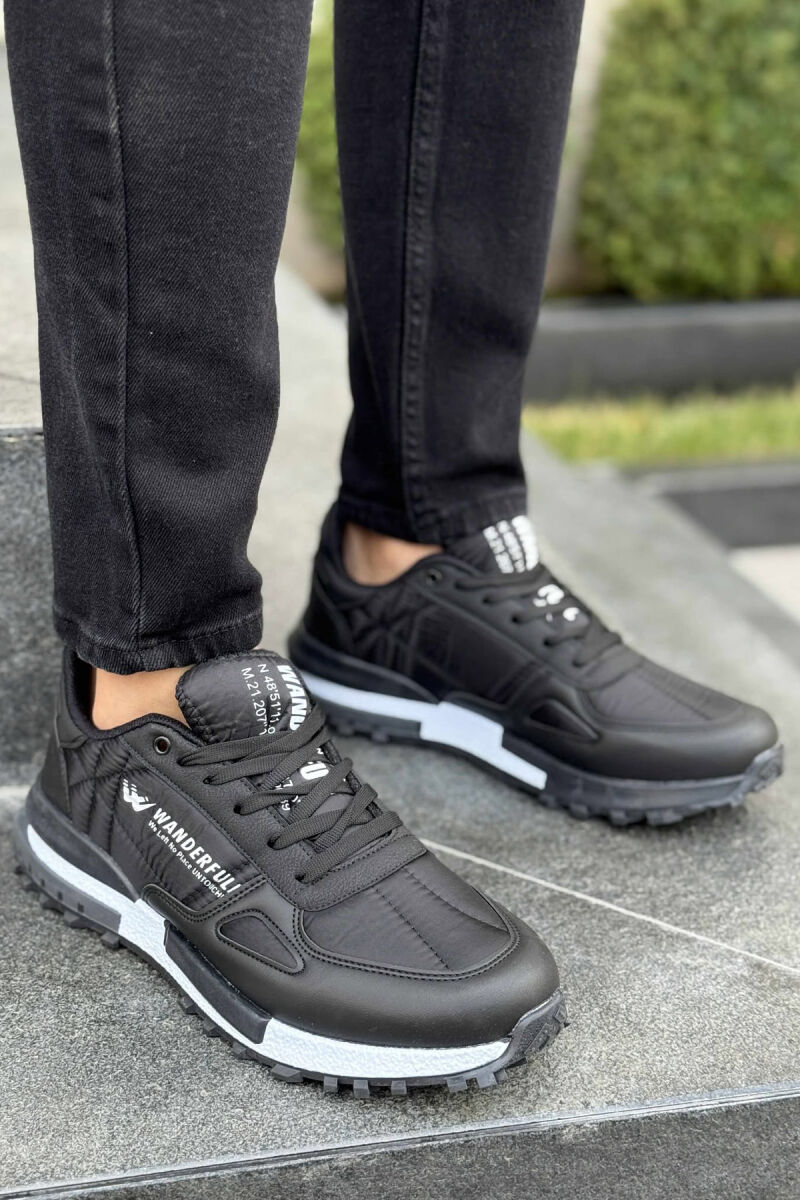 LACING PLATFORM MEN SNEAKERS BLACK-WHITE/ZEBA - 1