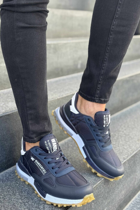 LACING PLATFORM MEN SNEAKERS DARK BLUE/BEE 