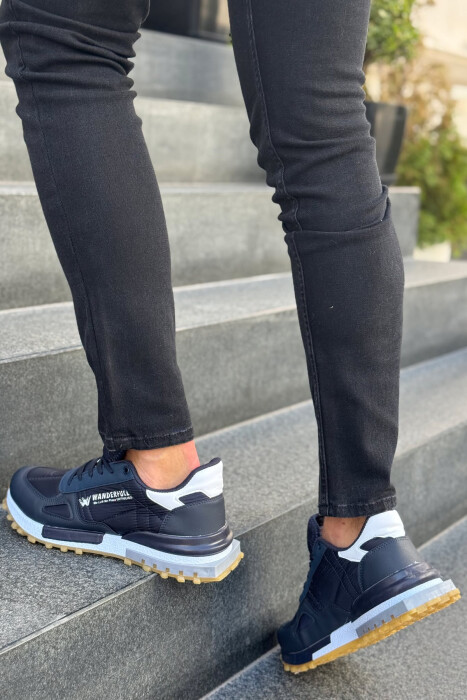 LACING PLATFORM MEN SNEAKERS DARK BLUE/BEE - 2