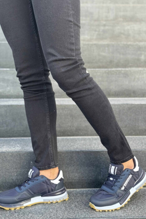 LACING PLATFORM MEN SNEAKERS DARK BLUE/BEE - 4