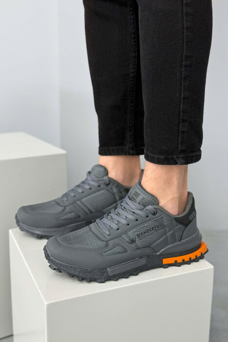 LACING PLATFORM MEN SNEAKERS DARK GREY+ORANGE/GEEPO 