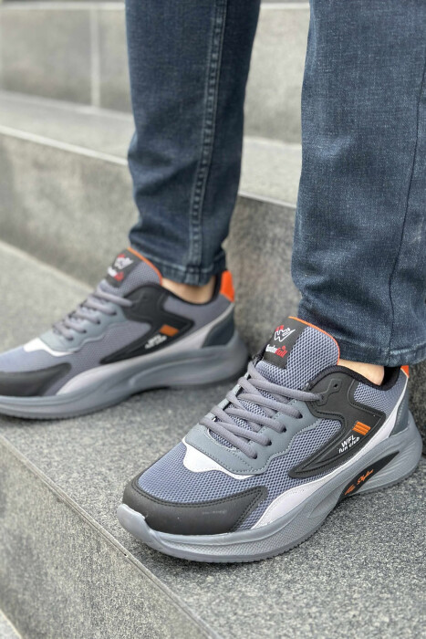 LACING PLATFORM MEN SNEAKERS DARK GREY+ORANGE/GEEPO 