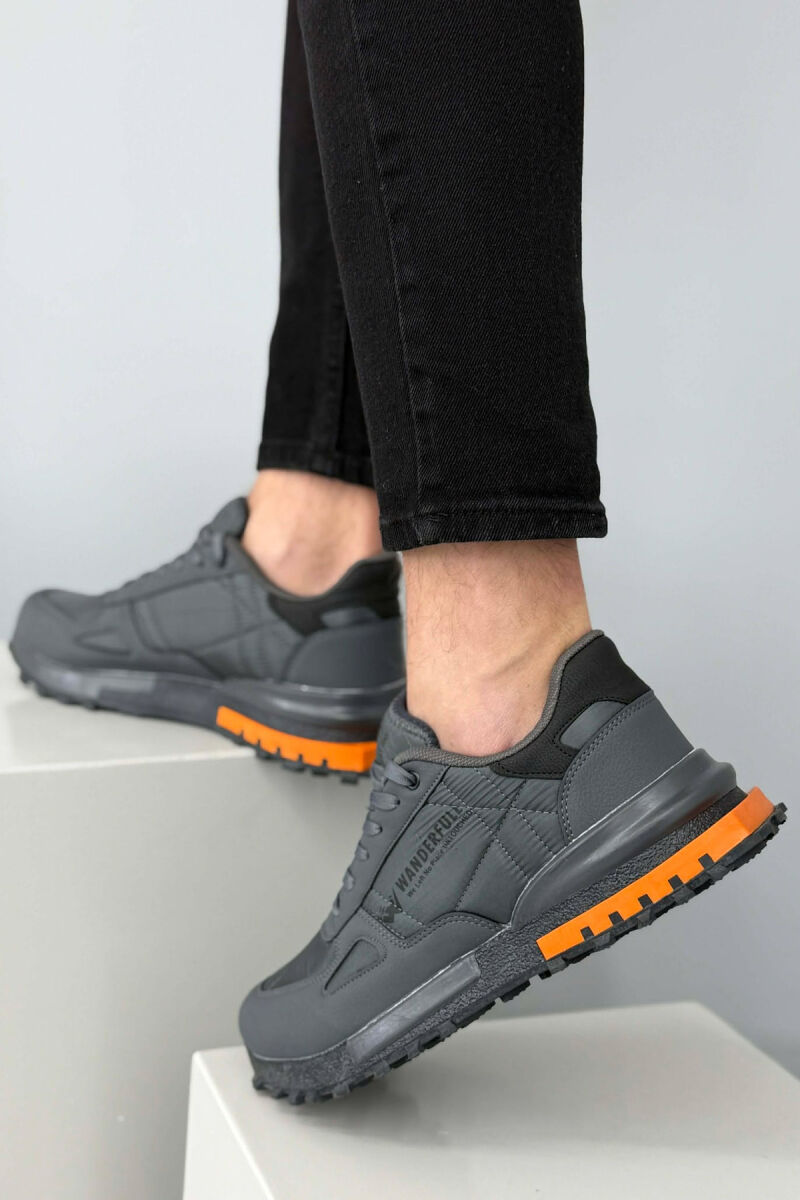 LACING PLATFORM MEN SNEAKERS DARK GREY+ORANGE/GEEPO - 3