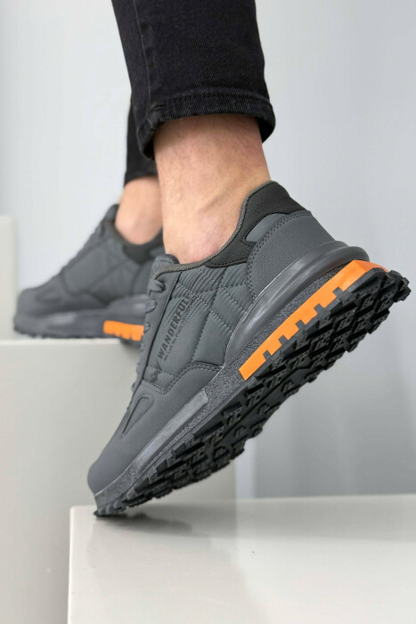 LACING PLATFORM MEN SNEAKERS DARK GREY+ORANGE/GEEPO - 4