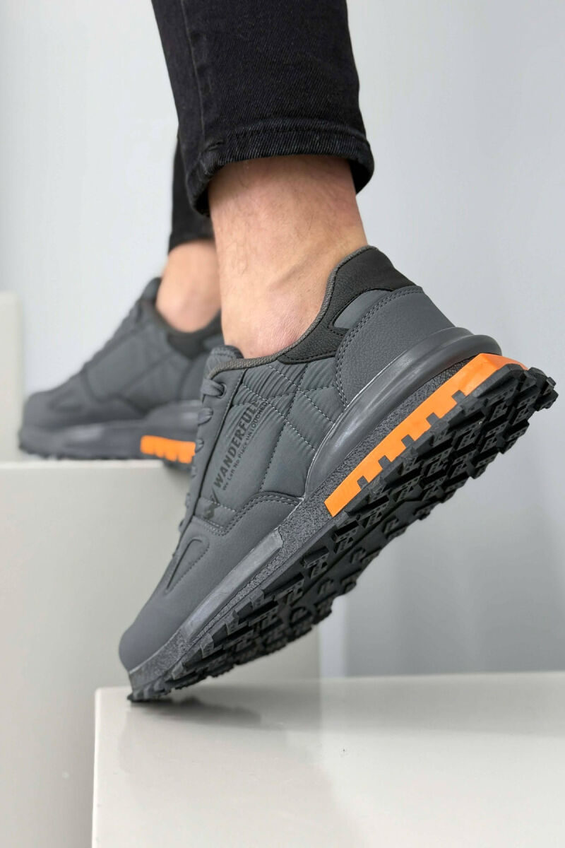 LACING PLATFORM MEN SNEAKERS DARK GREY+ORANGE/GEEPO - 4