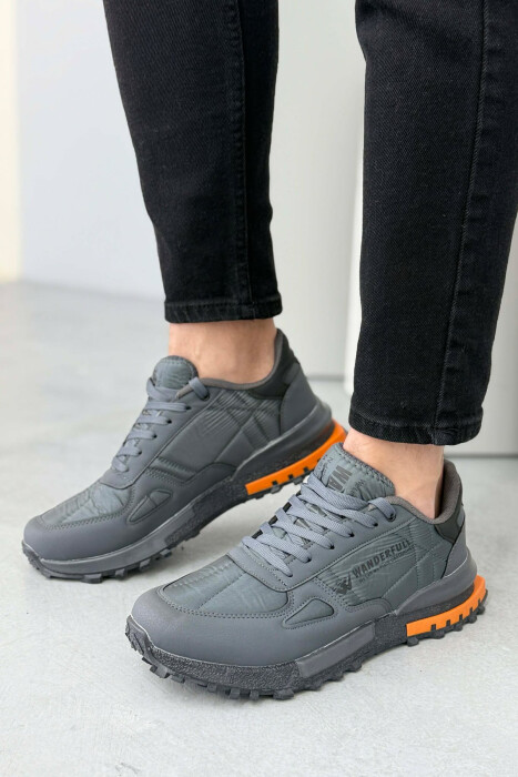 LACING PLATFORM MEN SNEAKERS DARK GREY+ORANGE/GEEPO - 5