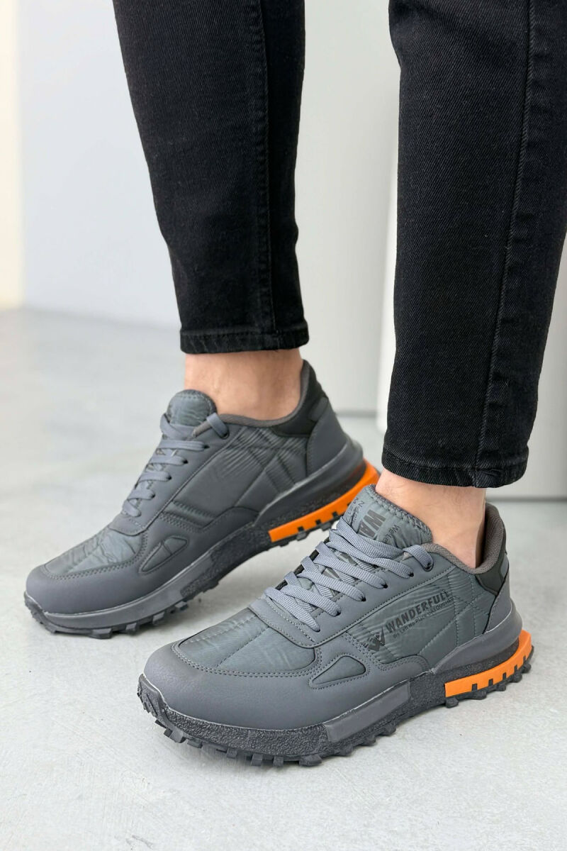 LACING PLATFORM MEN SNEAKERS DARK GREY+ORANGE/GEEPO - 5