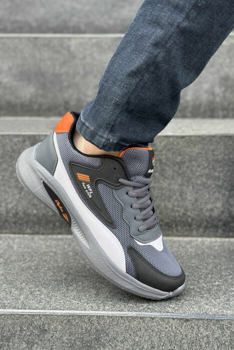 LACING PLATFORM MEN SNEAKERS DARK GREY+ORANGE/GEEPO - 2