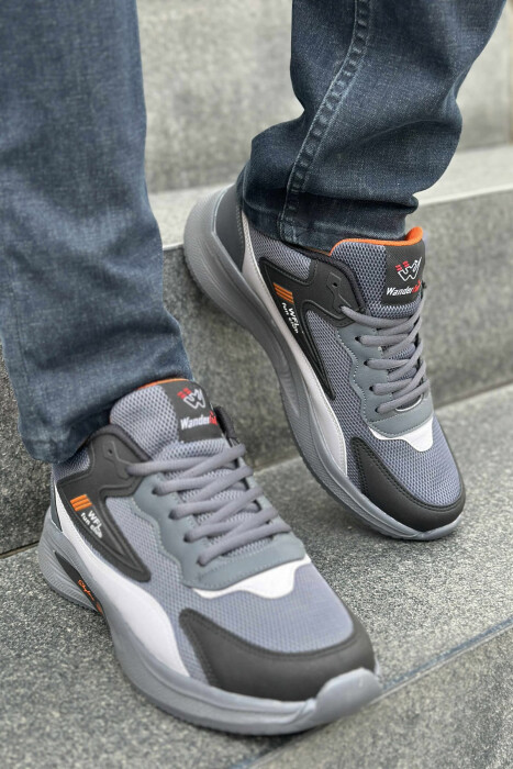 LACING PLATFORM MEN SNEAKERS DARK GREY+ORANGE/GEEPO - 3