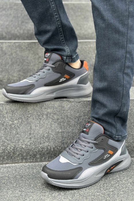 LACING PLATFORM MEN SNEAKERS DARK GREY+ORANGE/GEEPO - 4