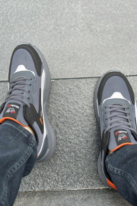 LACING PLATFORM MEN SNEAKERS DARK GREY+ORANGE/GEEPO - 5