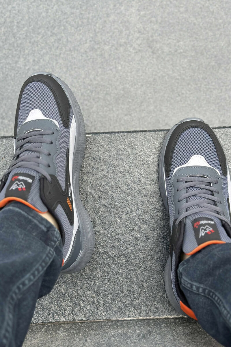 LACING PLATFORM MEN SNEAKERS DARK GREY+ORANGE/GEEPO - 5