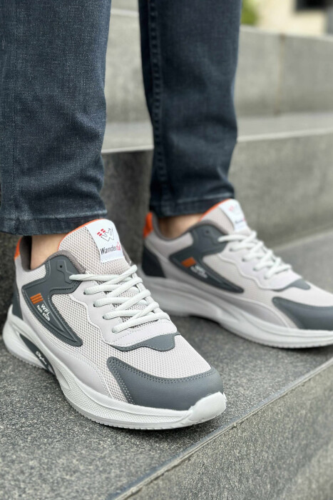 LACING PLATFORM MEN SNEAKERS LIGHT GREY-ORANGE/GZPO 