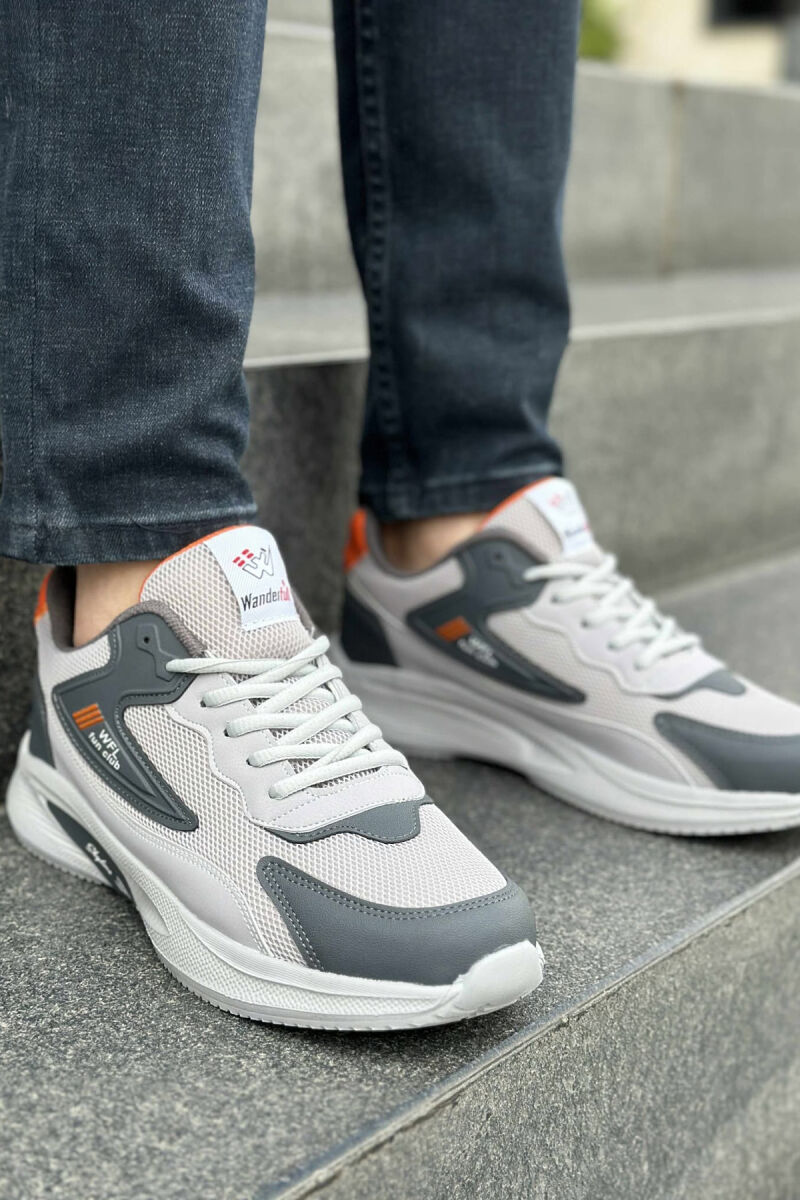 LACING PLATFORM MEN SNEAKERS LIGHT GREY-ORANGE/GZPO - 1