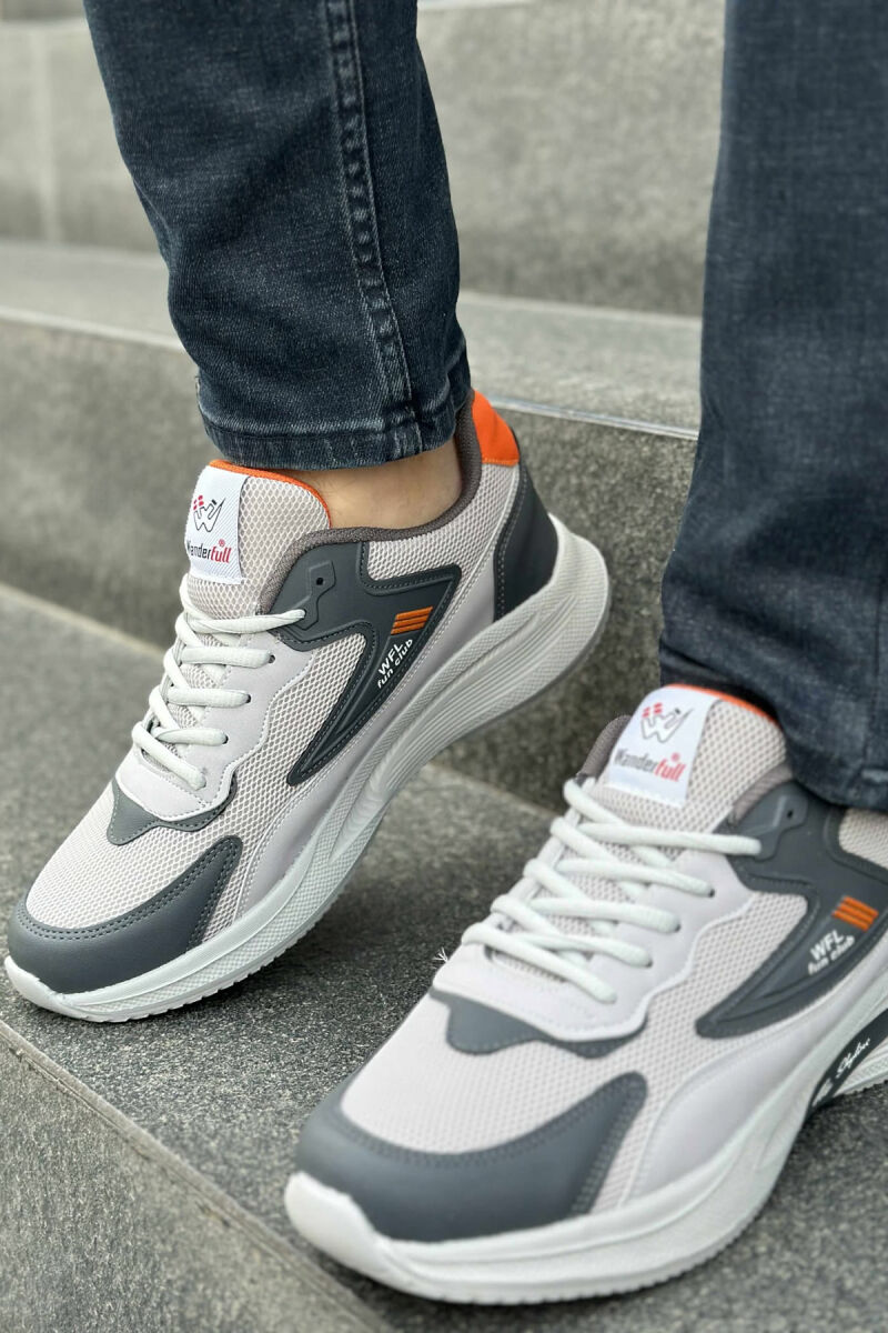 LACING PLATFORM MEN SNEAKERS LIGHT GREY-ORANGE/GZPO - 3