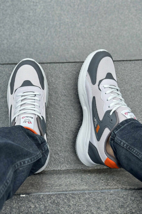 LACING PLATFORM MEN SNEAKERS LIGHT GREY-ORANGE/GZPO - 4