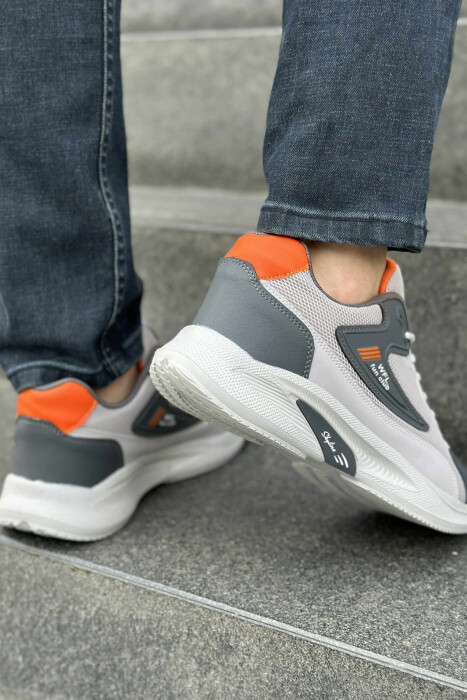 LACING PLATFORM MEN SNEAKERS LIGHT GREY-ORANGE/GZPO - 5