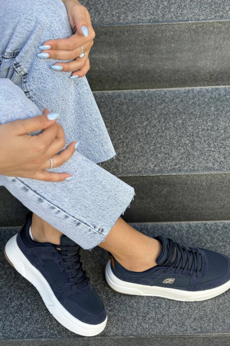 LACING PLATFORM ONE COLOR WOMEN SNEAKERS BLUE/BLU - 4