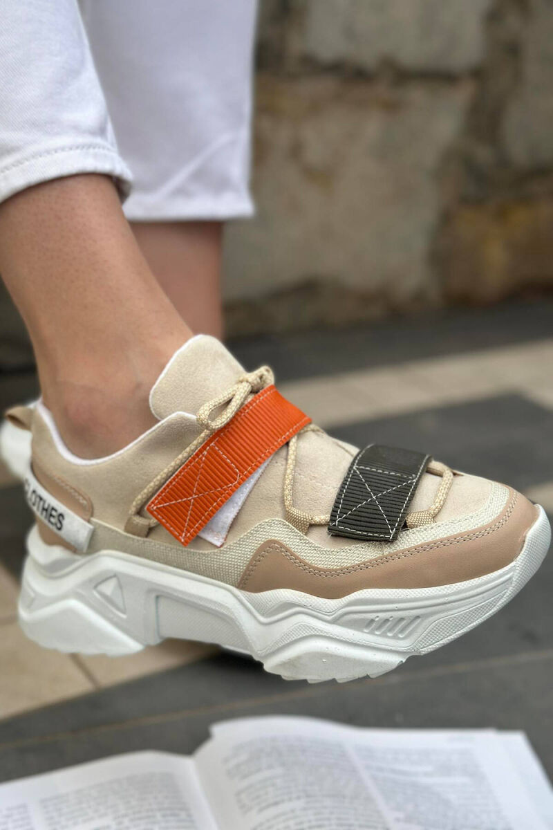 LACING PLATFORM WOMEN SNEAKER BEIGE+ORANGE/BZHPO - 2