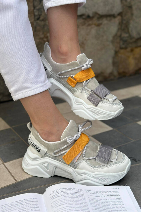 LACING PLATFORM WOMEN SNEAKER GREY/GRI - KLAUDIO FASHION