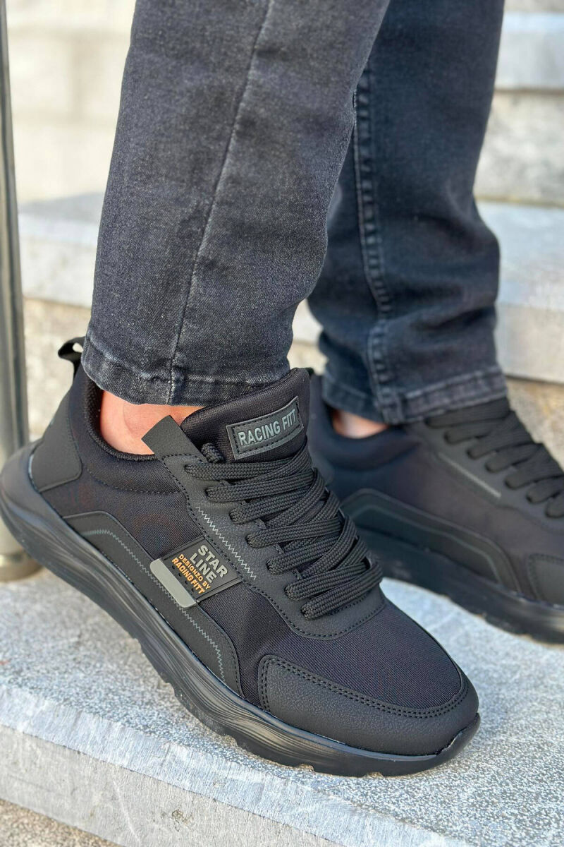 LACING SIMPLE MEN SNEAKERS BLACK-GREEN/ZEJE - 1