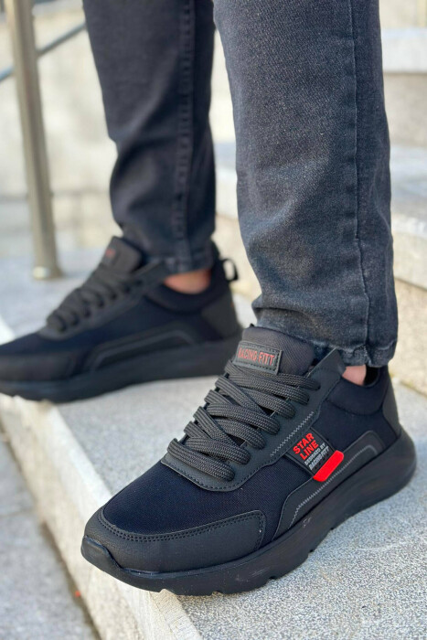 LACING SIMPLE MEN SNEAKERS BLACK-RED/ZEKU 