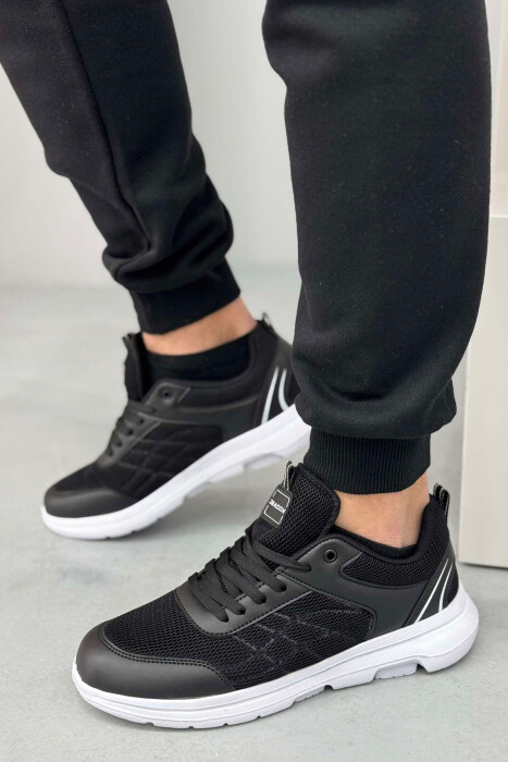 LACING SIMPLE MEN SNEAKERS BLACK-WHITE/ZEBA - KLAUDIO FASHION