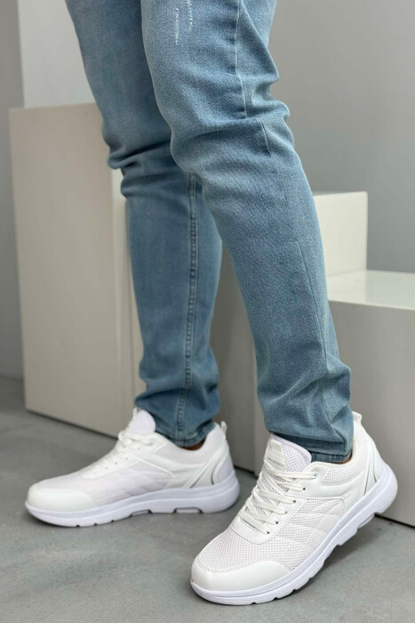 LACING SIMPLE MEN SNEAKERS WHITE-E BARDHE - KLAUDIO FASHION