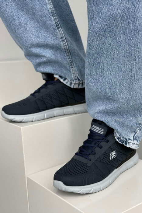 LACING SIMPLE PLATFORM MEN SNEAKERS BLUE/BLU - 3