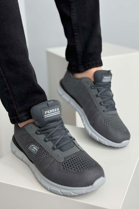 LACING SIMPLE PLATFORM MEN SNEAKERS DARK GREY/GEE - 3