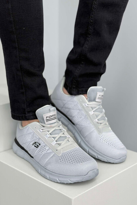 LACING SIMPLE PLATFORM MEN SNEAKERS LIGHT GREY/GZ - 1